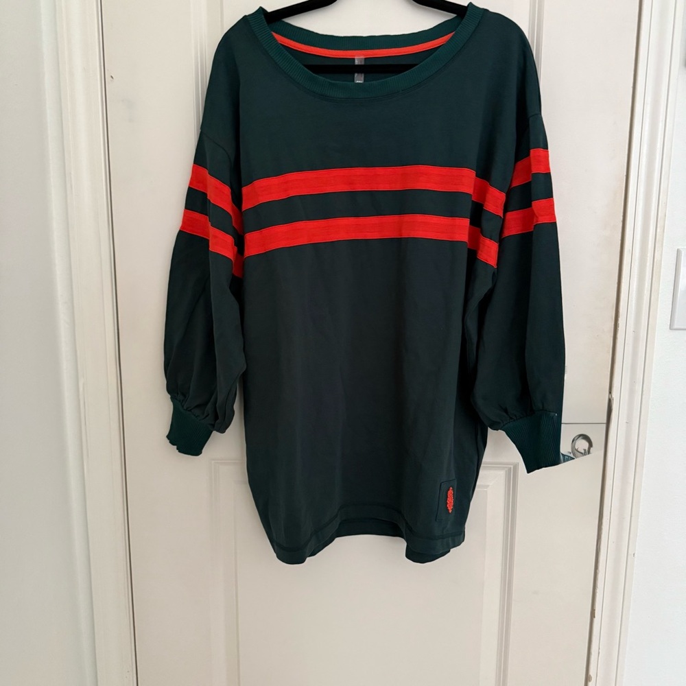 Free People Post Up Layer Pacific Green Oversized Sweatshirt Tunic Size Medium - Picture 6 of 14
